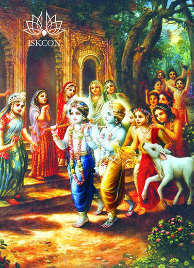 Господь Кришна в окружении самых близких спутников