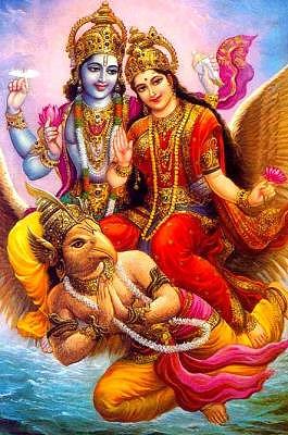 Господь Вишну и Лакшми деви на Горуде